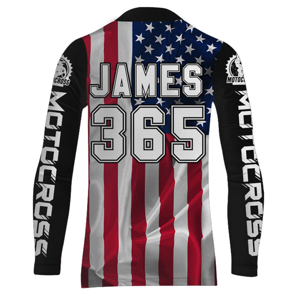 American Flag Racing Jersey Adult&Kid UPF30+ Motocross Custom Dirt Bike Shirt Motorcycle XM95