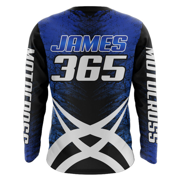 Blue Motocross Racing Jersey Youth Dirt Bike Shirt Upf30+ Motorcycle Racing Jersey XM198
