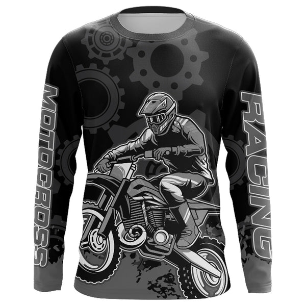 Motocross Racing Jersey Men Kid UPF30+ Grey Dirt Bike Riding Jersey MX Off-Road Shirt XM227