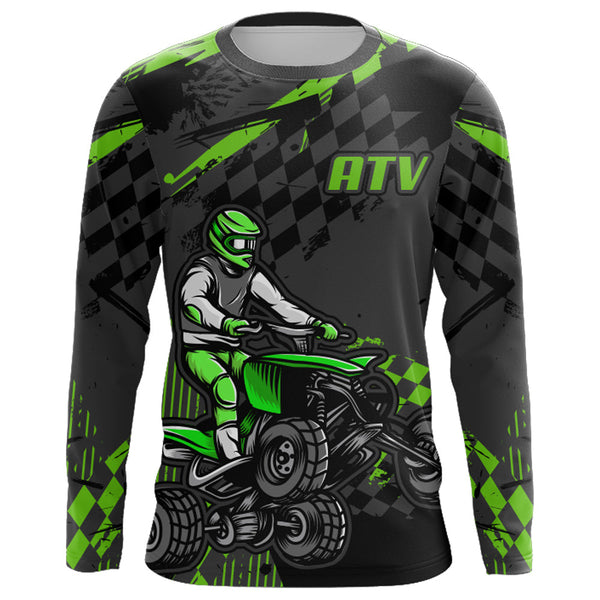 ATV Racing Jersey Green Youth Men ATV Quad Bike Shirt Upf30+ ATV Racing Jersey Off-road MX52