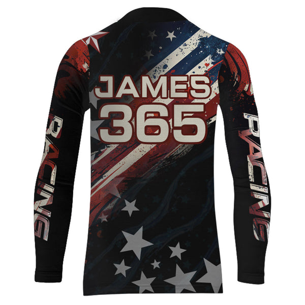 American Flag Motocross Racing Jersey UPF30+ Youth  Dirt Bike Shirt Kid Women Men Patriotic XM98