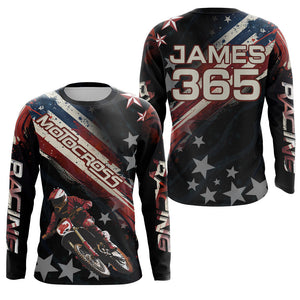 American Flag Motocross Racing Jersey UPF30+ Youth  Dirt Bike Shirt Kid Women Men Patriotic XM98