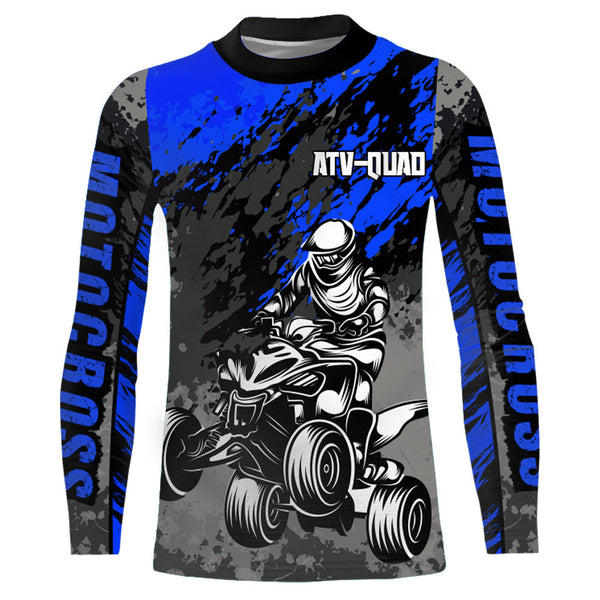 Custom ATV Motocross Jersey Blue Upf30+ Quad Bike Off-Road Jersey Men Kid ATV Riding MX61