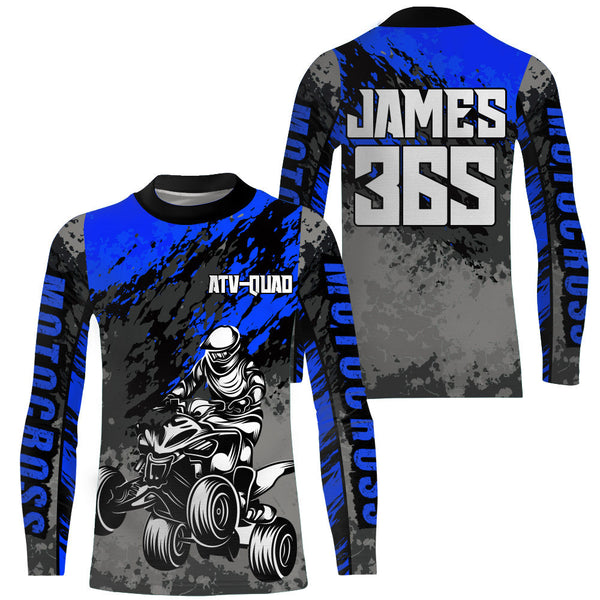 Custom ATV Motocross Jersey Blue Upf30+ Quad Bike Off-Road Jersey Men Kid ATV Riding MX61