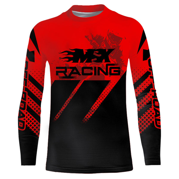 Motocross MX Racing Jersey Men Kid Women UPF30+ Red Off-road Dirt Bike Riding Shirt XM233