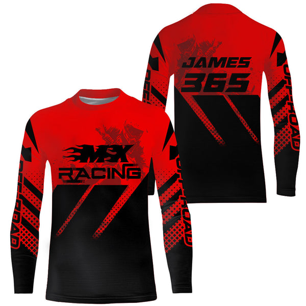 Motocross MX Racing Jersey Men Kid Women UPF30+ Red Off-road Dirt Bike Riding Shirt XM233