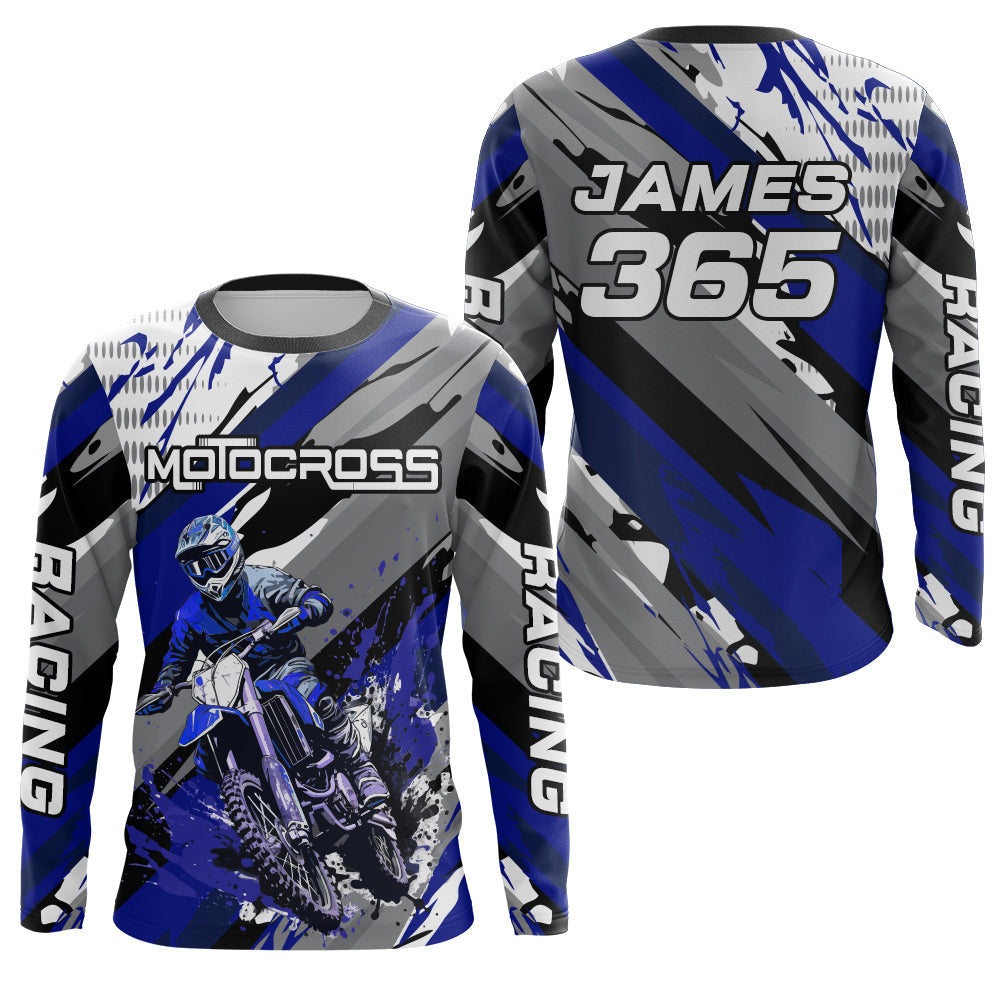 Motocross Racing Jersey Blue Upf30+ Dirt Bike Shirt Youth Men Kid Motorcycle Racing Jersey XM234