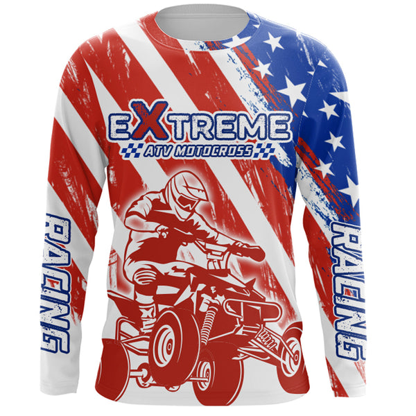 ATV Motocross Jersey American Flag Upf30+ ATV Quad Bike Shirt Men Kid ATV Racing Jersey MX30