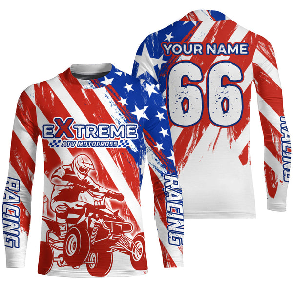 ATV Motocross Jersey American Flag Upf30+ ATV Quad Bike Shirt Men Kid ATV Racing Jersey MX30