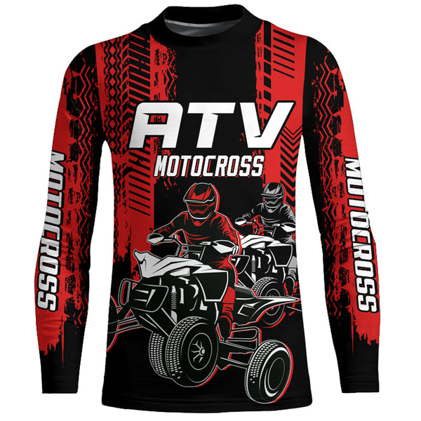 ATV Motocross Racing Jersey Red Upf30+ Quad Bike Shirt Kid Men ATV Jersey Riding Shirt MX33