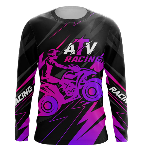 ATV Motocross Racing Jersey Kid Men Women Upf30+ Quad Bike Shirt ATV Riding Purple MX74