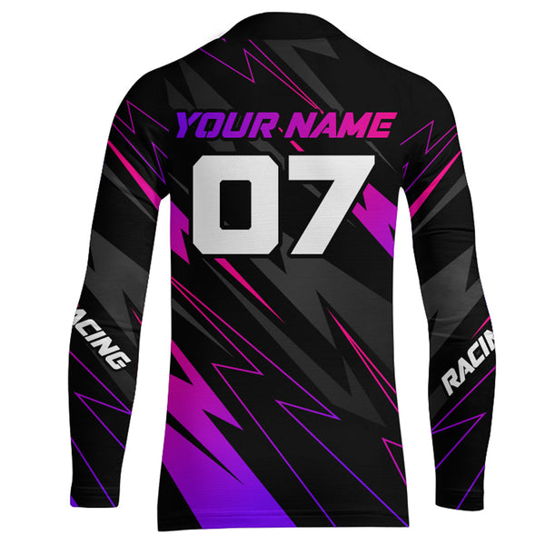 ATV Motocross Racing Jersey Kid Men Women Upf30+ Quad Bike Shirt ATV Riding Purple MX74