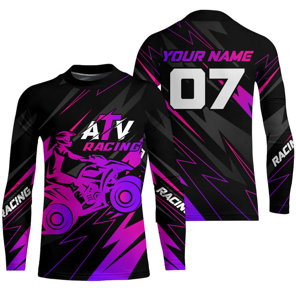 ATV Motocross Racing Jersey Kid Men Women Upf30+ Quad Bike Shirt ATV Riding Purple MX74