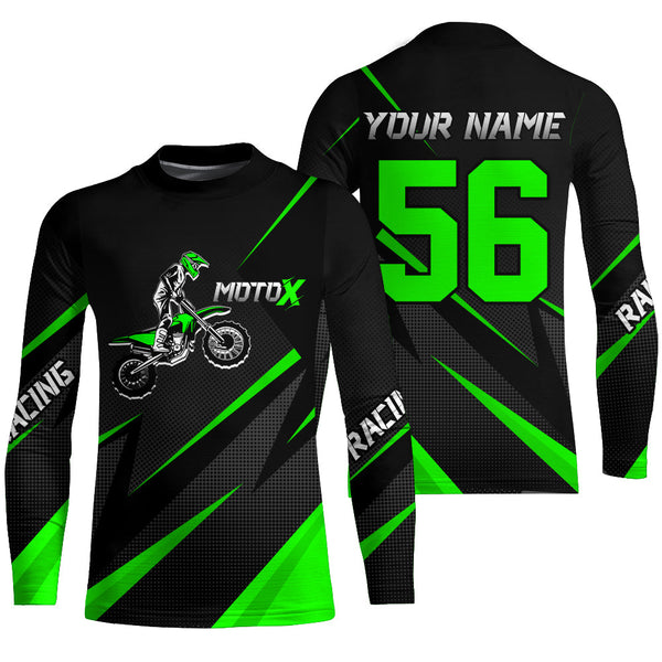 Motocross Racing Jersey Green Men Kid Upf30+ Dirt Bike Shirt Off-Road Racing Jersey XM248-G