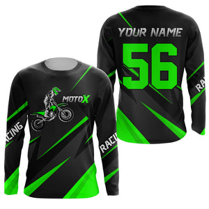 Motocross Racing Jersey Green Men Kid Upf30+ Dirt Bike Shirt Off-Road Racing Jersey XM248-G