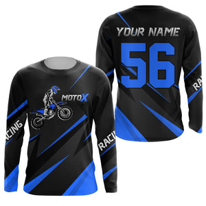 Motocross Racing Jersey Blue Men Kid Upf30+ Dirt Bike Shirt Off-Road Racing Jersey XM248-B