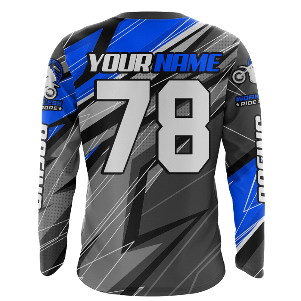 Blue Motocross Racing Jersey Kid Women Men Dirt Bike Shirt Upf30+ Off ...