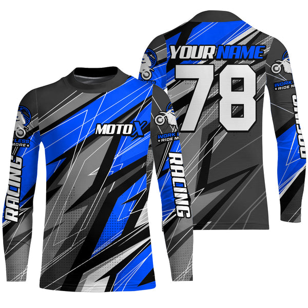 Blue Motocross Racing Jersey Kid Women Men Dirt Bike Shirt Upf30+ Off-Road Riding Shirt XM249