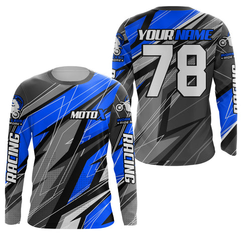 Blue Motocross Racing Jersey Kid Women Men Dirt Bike Shirt Upf30+ Off-Road Riding Shirt XM249