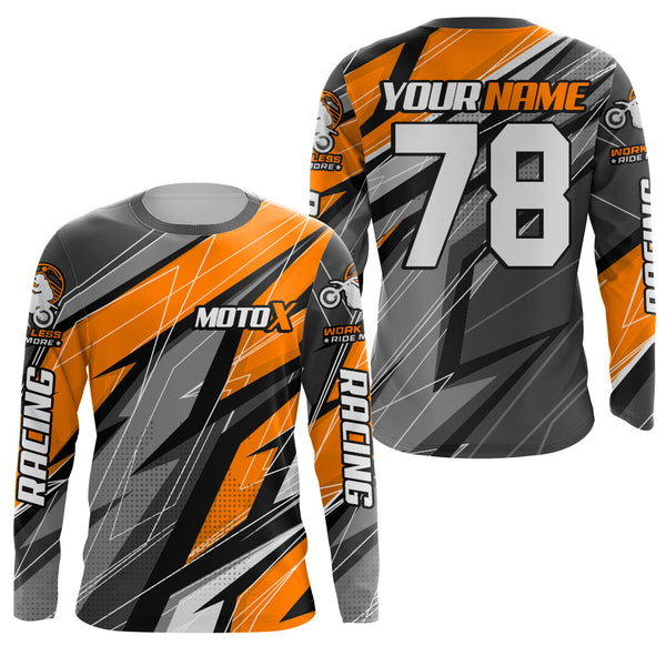 Orange Motocross Racing Jersey Kid Women Men Upf30+ Dirt Bike Shirt Off-Road Riding XM249