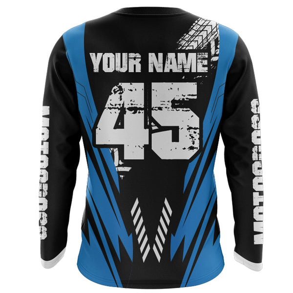 Motocross Racing Jersey Blue Youth Men Kid Upf30+ Dirt Bike Shirt Off-Road Motorcycle Shirt XM211