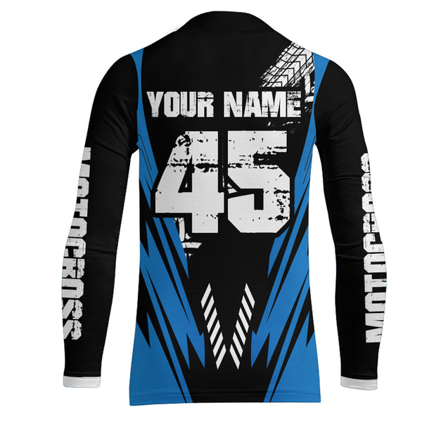 Motocross Racing Jersey Blue Youth Men Kid Upf30+ Dirt Bike Shirt Off-Road Motorcycle Shirt XM211