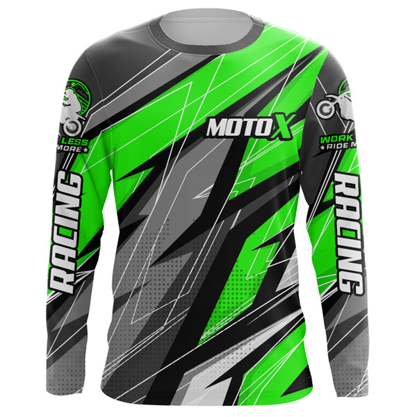 Custom Motocross Jersey UPF30+ Youth Dirt Bike MX Racing Adult&Kid Off-Road Shirt Green XM214