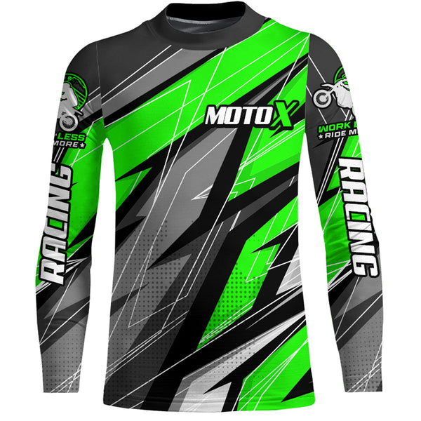 Custom Motocross Jersey UPF30+ Youth Dirt Bike MX Racing Adult&Kid Off-Road Shirt Green XM214