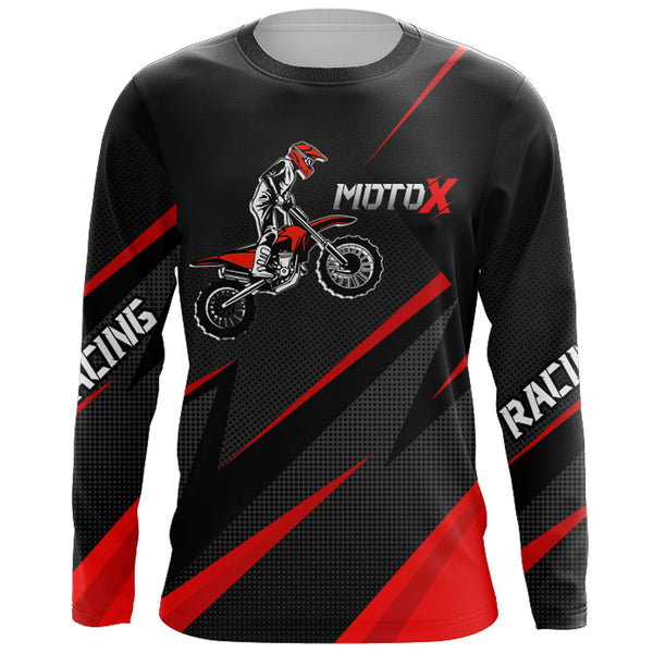 Custom Motocross Jersey Red Youth Men Kid UPF30+ Dirt Bike Shirt Motorcycle Shirt XM217