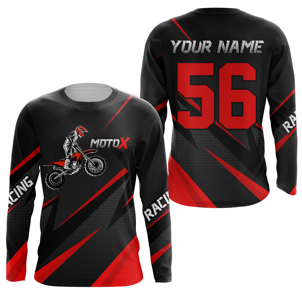 Custom Motocross Jersey Red Youth Men Kid UPF30+ Dirt Bike Shirt Motorcycle Shirt XM217