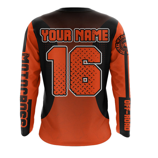 Custom Motocross Jersey Orange UPF30+ Dirt Bike Jersey MX Racing Adult&Kid Off-Road Shirt XM09