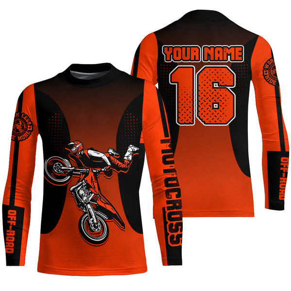 Custom Motocross Jersey Orange UPF30+ Dirt Bike Jersey MX Racing Adult&Kid Off-Road Shirt XM09