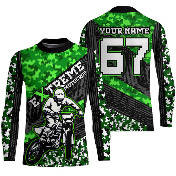 Motocross Racing Jersey Youth Upf30+ Green Dirt Bike Shirt MX Racing Jersey Motorcycle Shirt XM148