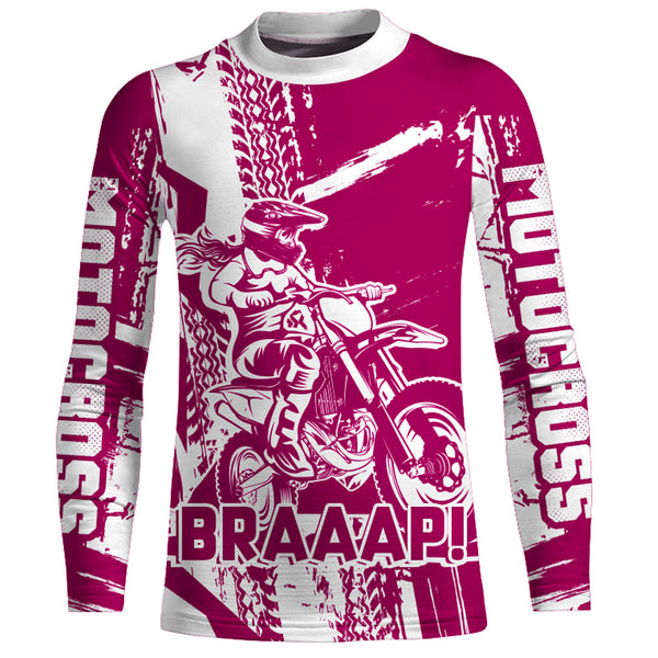 Custom Motocross Jersey Pink Dirt Bike Shirt Upf30+ Youth Motorcycle Racing Girls Off-road Jersey XM197