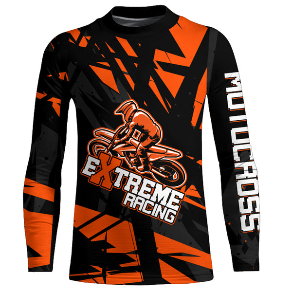 Motocross Racing Shirt Dirt Bike Jersey Men Kid Upf30+ Off-road Racing Jersey Orange XM229