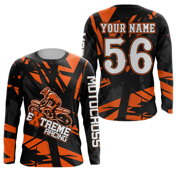 Motocross Racing Shirt Dirt Bike Jersey Men Kid Upf30+ Off-road Racing Jersey Orange XM229