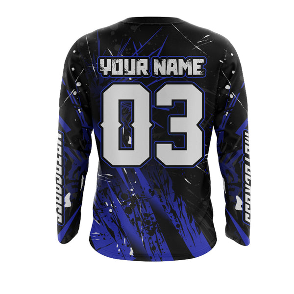 Jersey Custom Motocross UPF30+ Blue Dirt Bike Racing Jersey Men Women Kid Motorcycle Shirt XM20