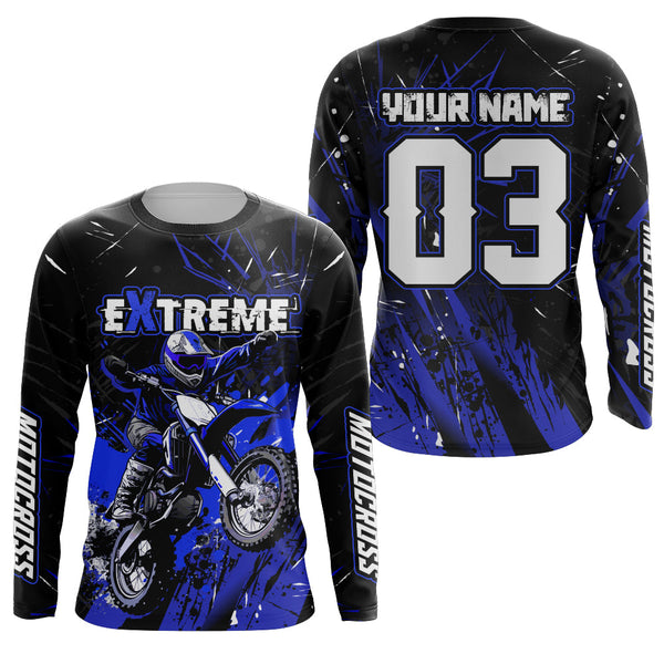 Jersey Custom Motocross UPF30+ Blue Dirt Bike Racing Jersey Men Women Kid Motorcycle Shirt XM20