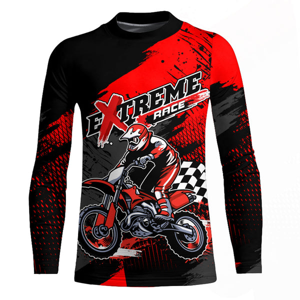 Red Motocross Jersey Men Kid UPF30+ Custom Dirt Bike Shirt Extreme MX Off-Road Jersey Motorcycle XM26