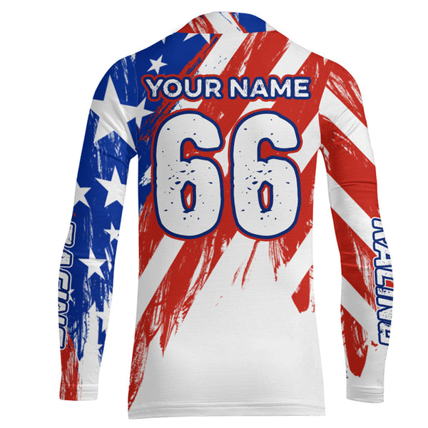 American Flag Motocross Racing Jersey UPF30+ Youth Women Men Kid Dirt Bike Shirt Patriotic XM104