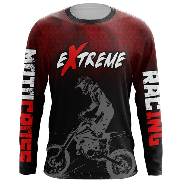 Custom Racing Jersey Red Black Upf30+ Motorcycle Motocross Shirt Off-Road Riding Jersey XM161