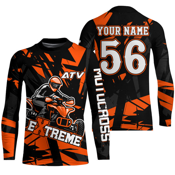 ATV Motocross Racing Jersey UPF30+ ATV Quad Bike Shirt Men Kid Off-road Jersey Orange MX60