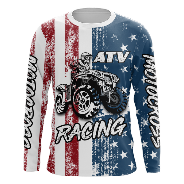 ATV Racing Jersey Youth Upf30+ American Flag Quad Bike Shirt Men Kid ATV Racing Jersey MX19