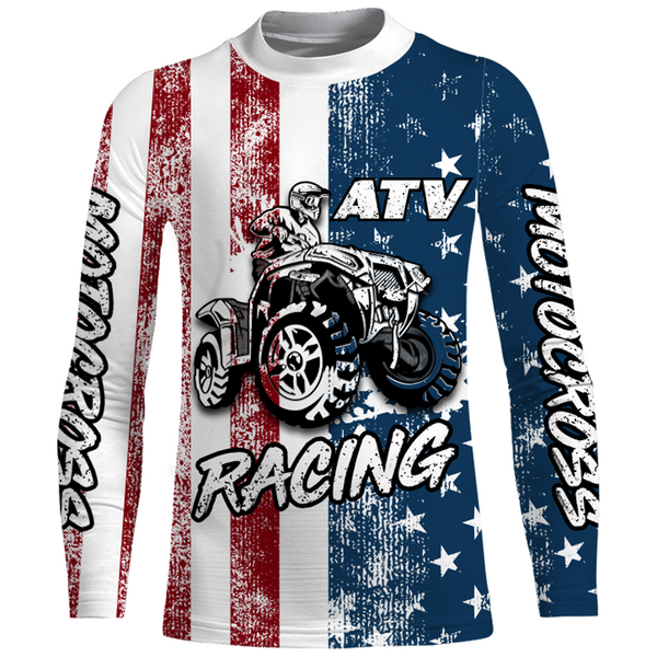 ATV Racing Jersey Youth Upf30+ American Flag Quad Bike Shirt Men Kid ATV Racing Jersey MX19