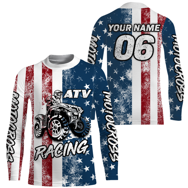 ATV Racing Jersey Youth Upf30+ American Flag Quad Bike Shirt Men Kid ATV Racing Jersey MX19