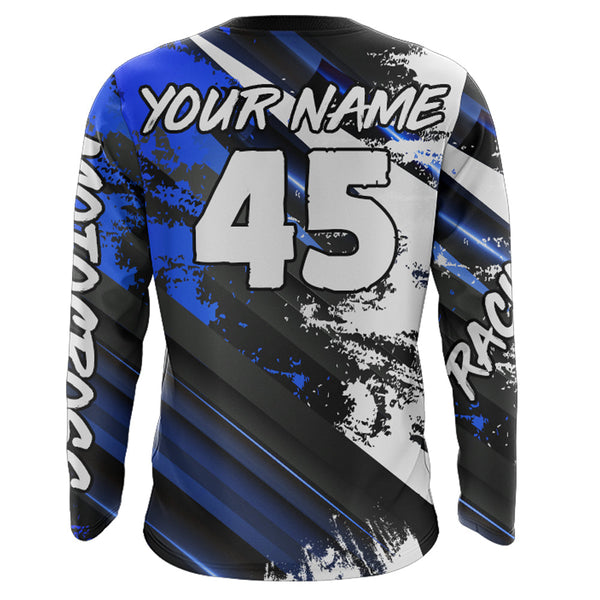 Motocross Jersey Blue Upf30+ Youth Kid Men Racing Dirt Bike Shirt Off-Road Motorcycle XM36