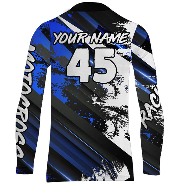 Motocross Jersey Blue Upf30+ Youth Kid Men Racing Dirt Bike Shirt Off-Road Motorcycle XM36