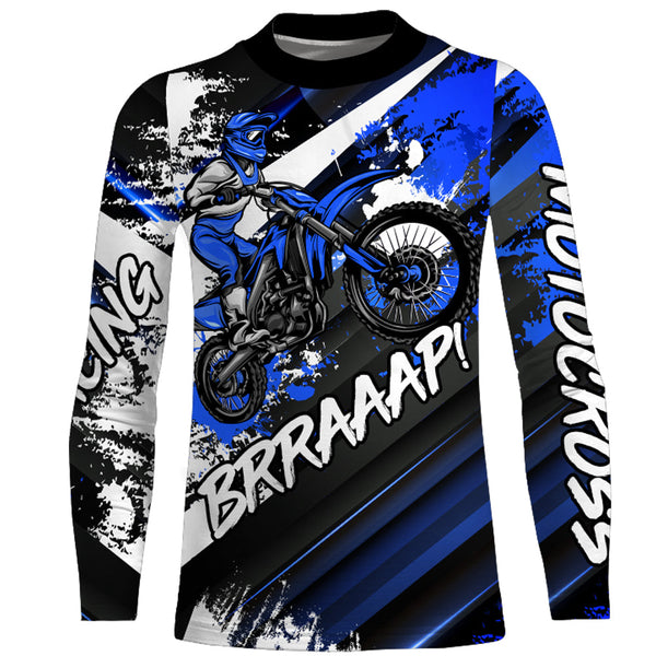 Motocross Jersey Blue Upf30+ Youth Kid Men Racing Dirt Bike Shirt Off-Road Motorcycle XM36