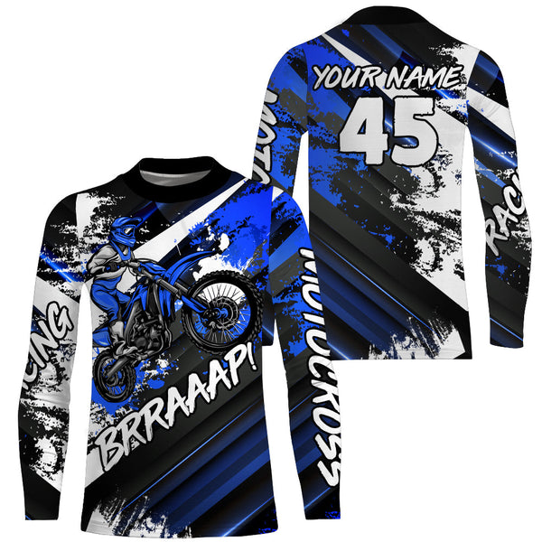 Motocross Jersey Blue Upf30+ Youth Kid Men Racing Dirt Bike Shirt Off-Road Motorcycle XM36