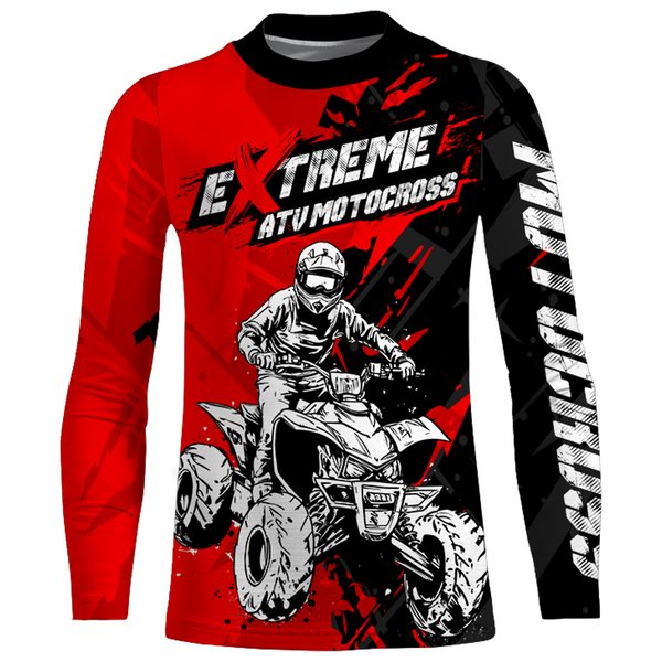 ATV Motocross Racing Jersey Red Upf30+ Kid Men Quad Bike Shirt ATV Off-Road Jersey MX32